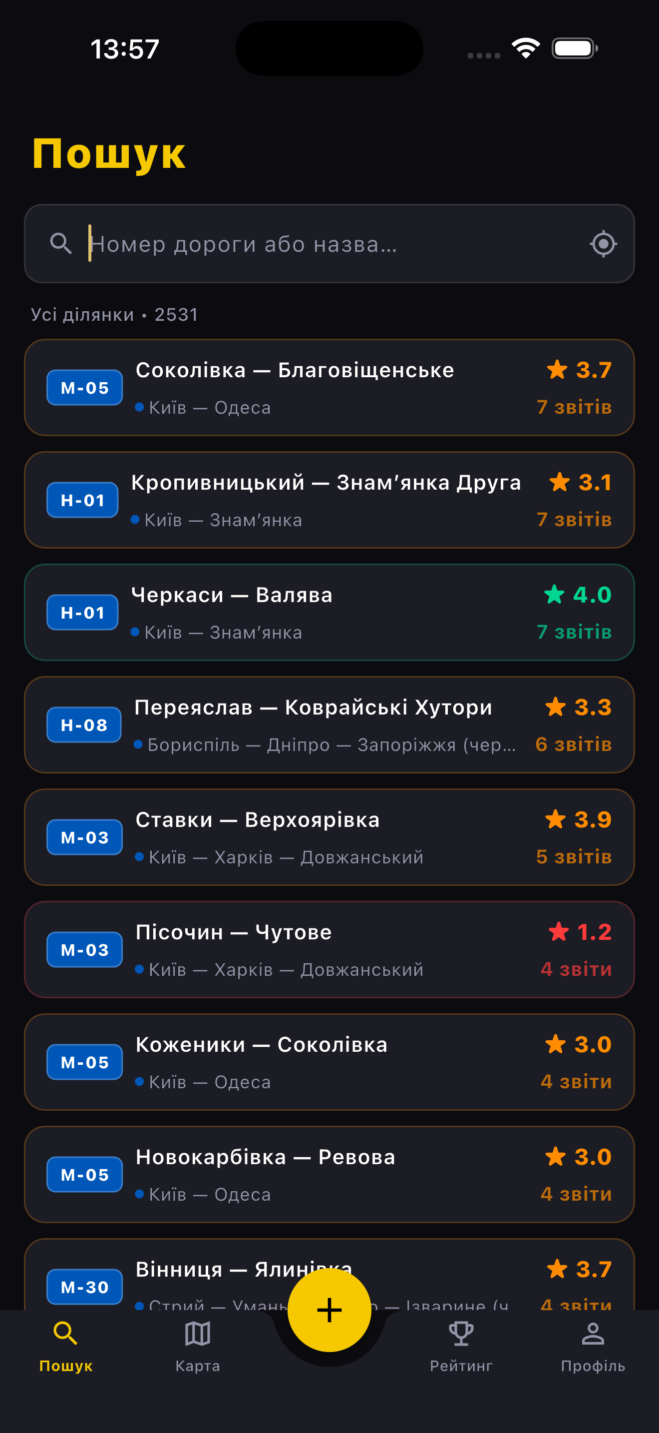 Пошук ділянок